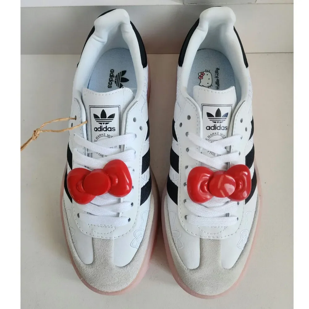 Adidas Hello Kitty HK x Sambae‎ White Black Pink Red Bow Women's 7 NEW- IG4450
